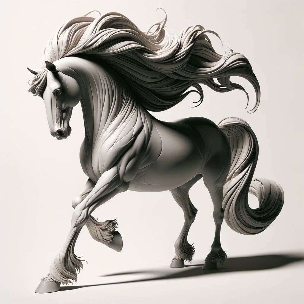 a horse, digital art, 2.5D style